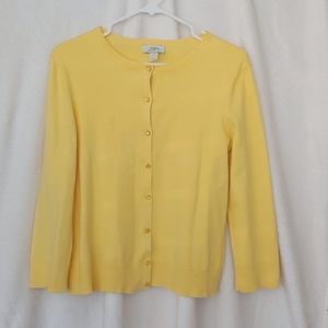 Ann Taylor LOFT Yellow 3/4 Sleeve Cardigan, Medium